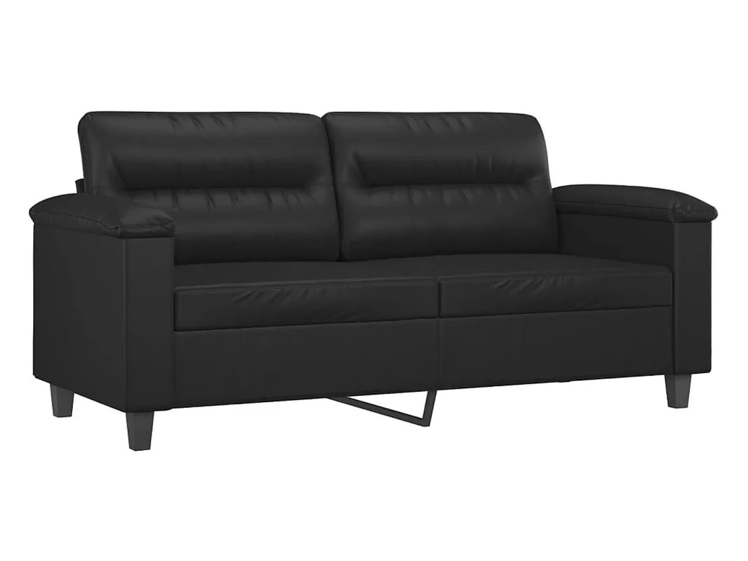 Sofá de 2 plazas de cuero sintético negro 140 cm
