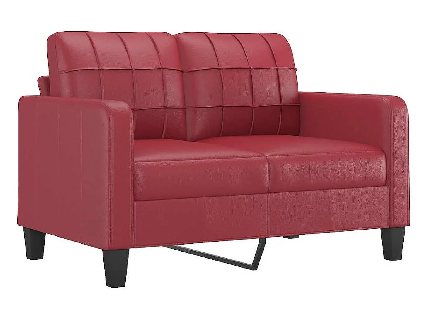 Sofá de 2 plazas de cuero sintético rojo vino 120 cm