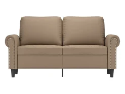 Sofá de 2 plazas de cuero sintético color capuchino 120 cm PWFG93567