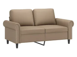 Sofá de 2 plazas de cuero sintético color capuchino 120 cm PWFG93567