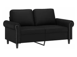 Sofá de 2 plazas de cuero sintético negro 120 cm