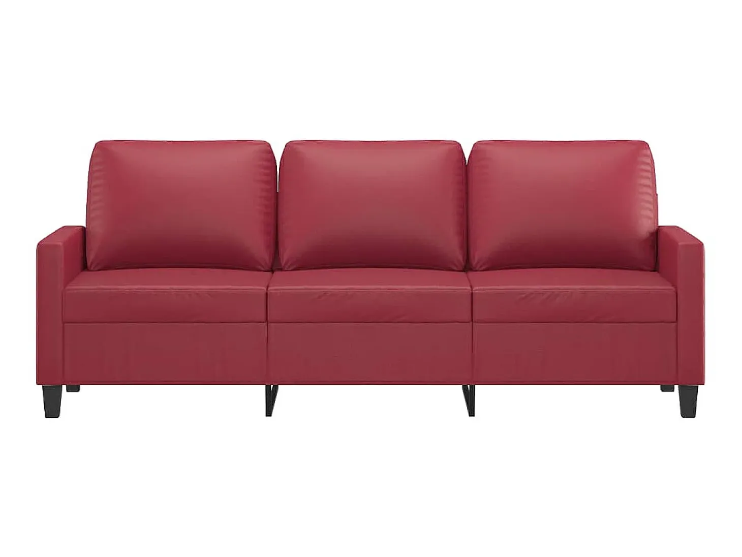 Sofá de 3 plazas de cuero sintético rojo vino 180 cm ES85523