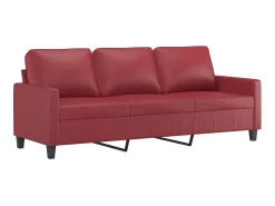 Sofá de 3 plazas de cuero sintético rojo vino 180 cm ES85523