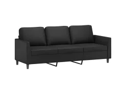 Sofá de 3 plazas de cuero sintético negro 180 cm PWFG96739