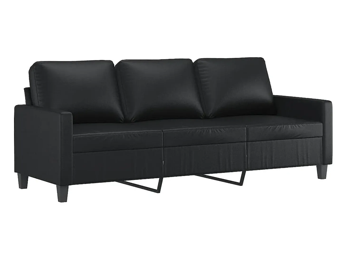 Sofá de 3 plazas de cuero sintético negro 180 cm