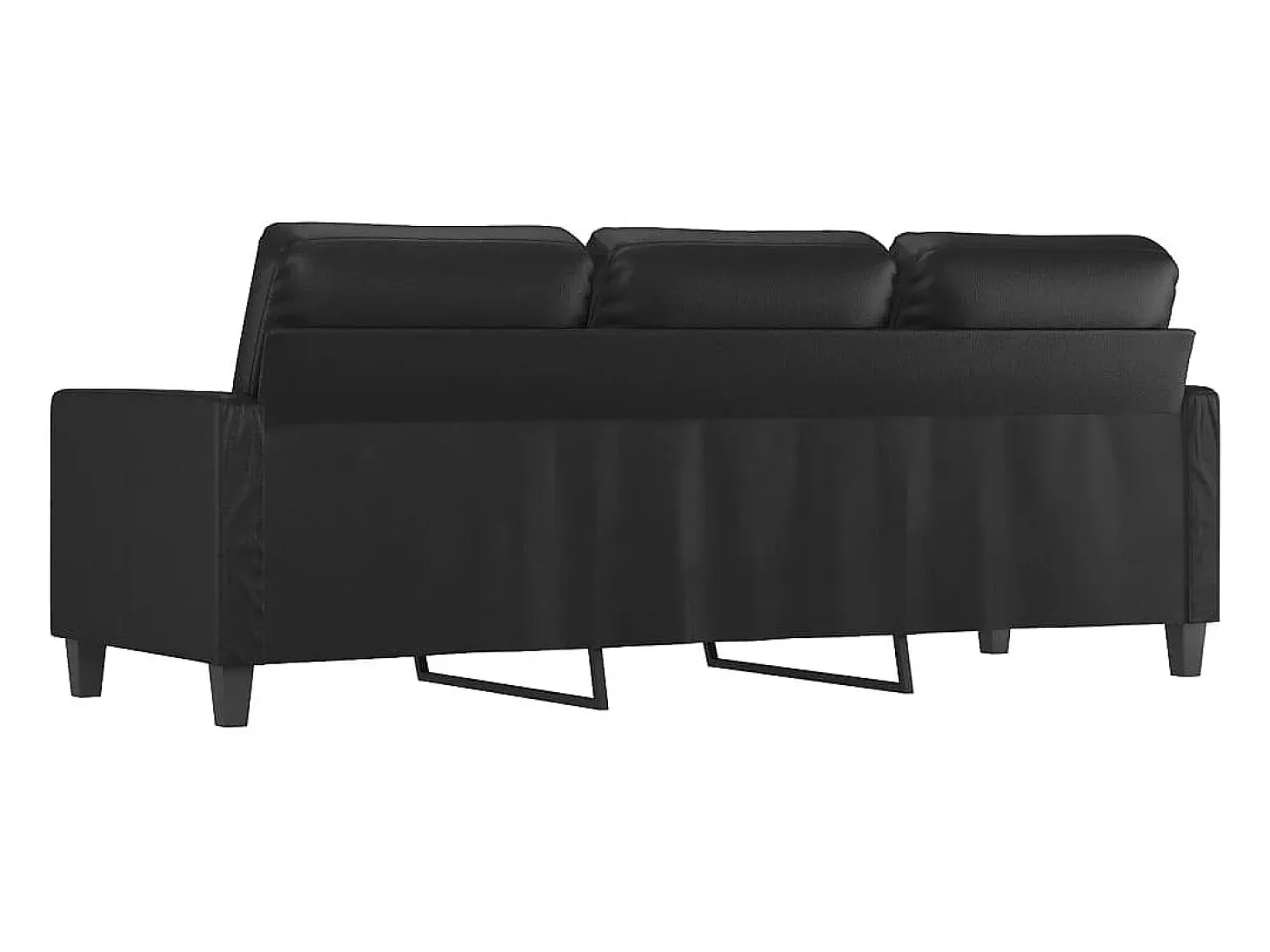 Sofá de 3 plazas de cuero sintético negro 180 cm