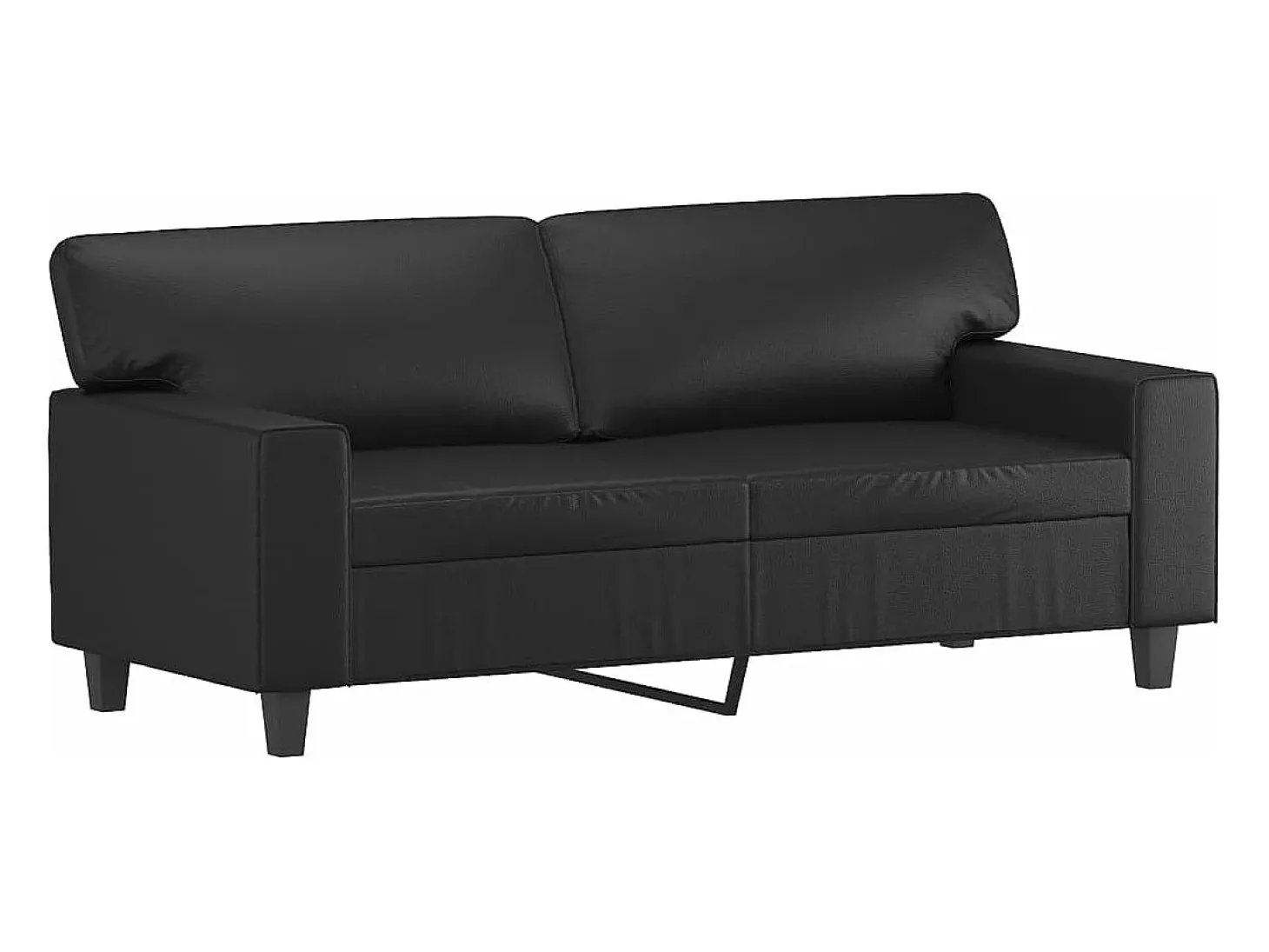 Sofá de 2 plazas de cuero sintético negro 140 cm