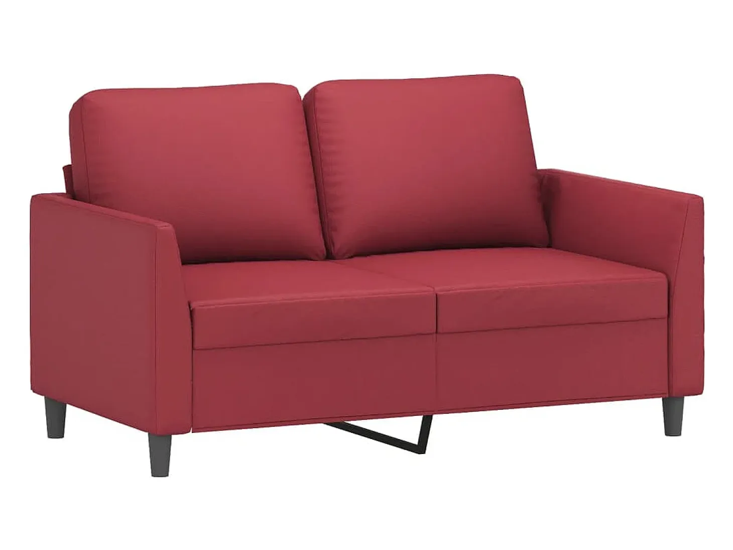 Sofá de 2 plazas de cuero sintético rojo vino 120 cm