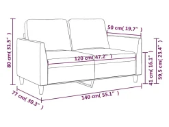 Sofá de 2 plazas de cuero sintético rojo vino 120 cm