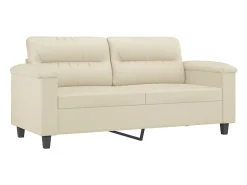 Sofá de 2 plazas de cuero sintético color crema 140 cm PWFG92887