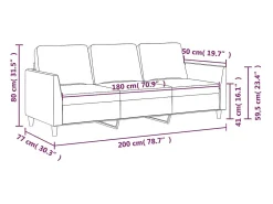 Sofá de 3 plazas de cuero sintético color crema 180 cm