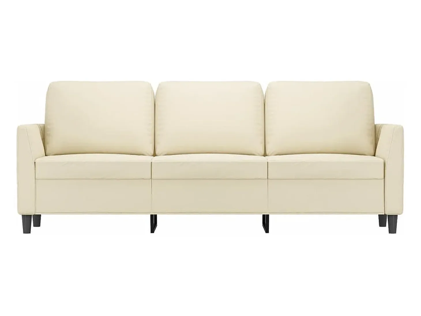 Sofá de 3 plazas de cuero sintético color crema 180 cm