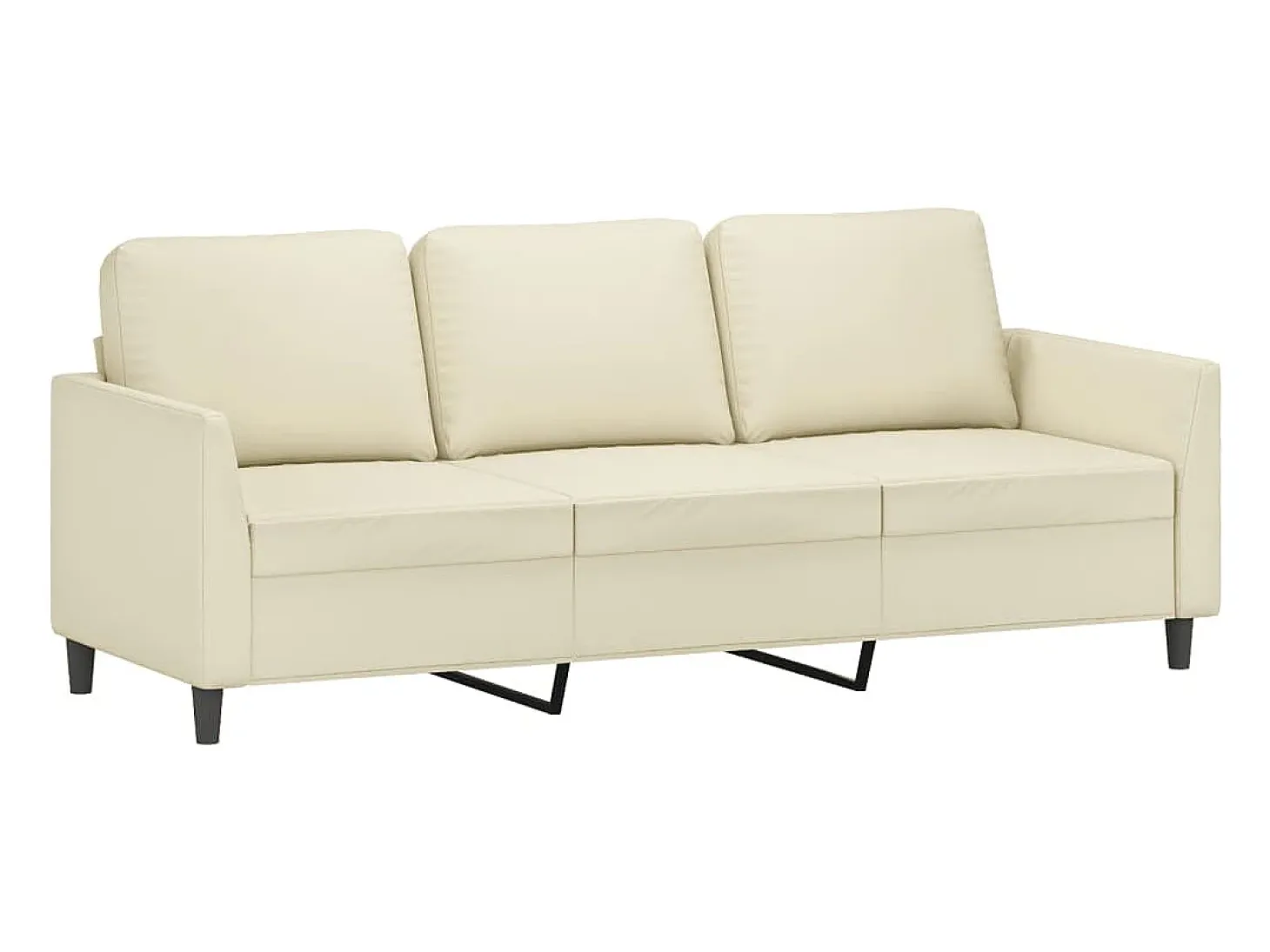 Sofá de 3 plazas de cuero sintético color crema 180 cm