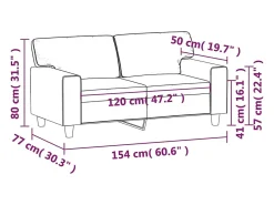 Sofá de 2 plazas de cuero sintético color crema 120 cm
