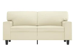 Sofá de 2 plazas de cuero sintético color crema 120 cm