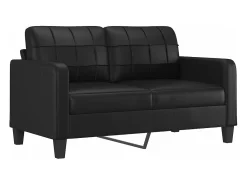 Sofá de 2 plazas de cuero sintético negro 140 cm