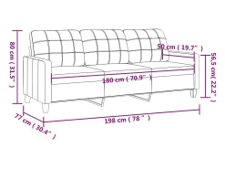 Sofá de 3 plazas de cuero sintético negro 180 cm