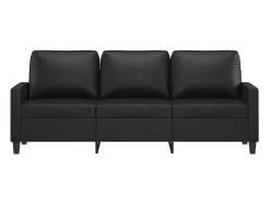 Sofá de 3 plazas de cuero sintético negro 180 cm