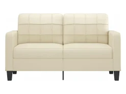 Sofá de 2 plazas de cuero sintético color crema 140 cm