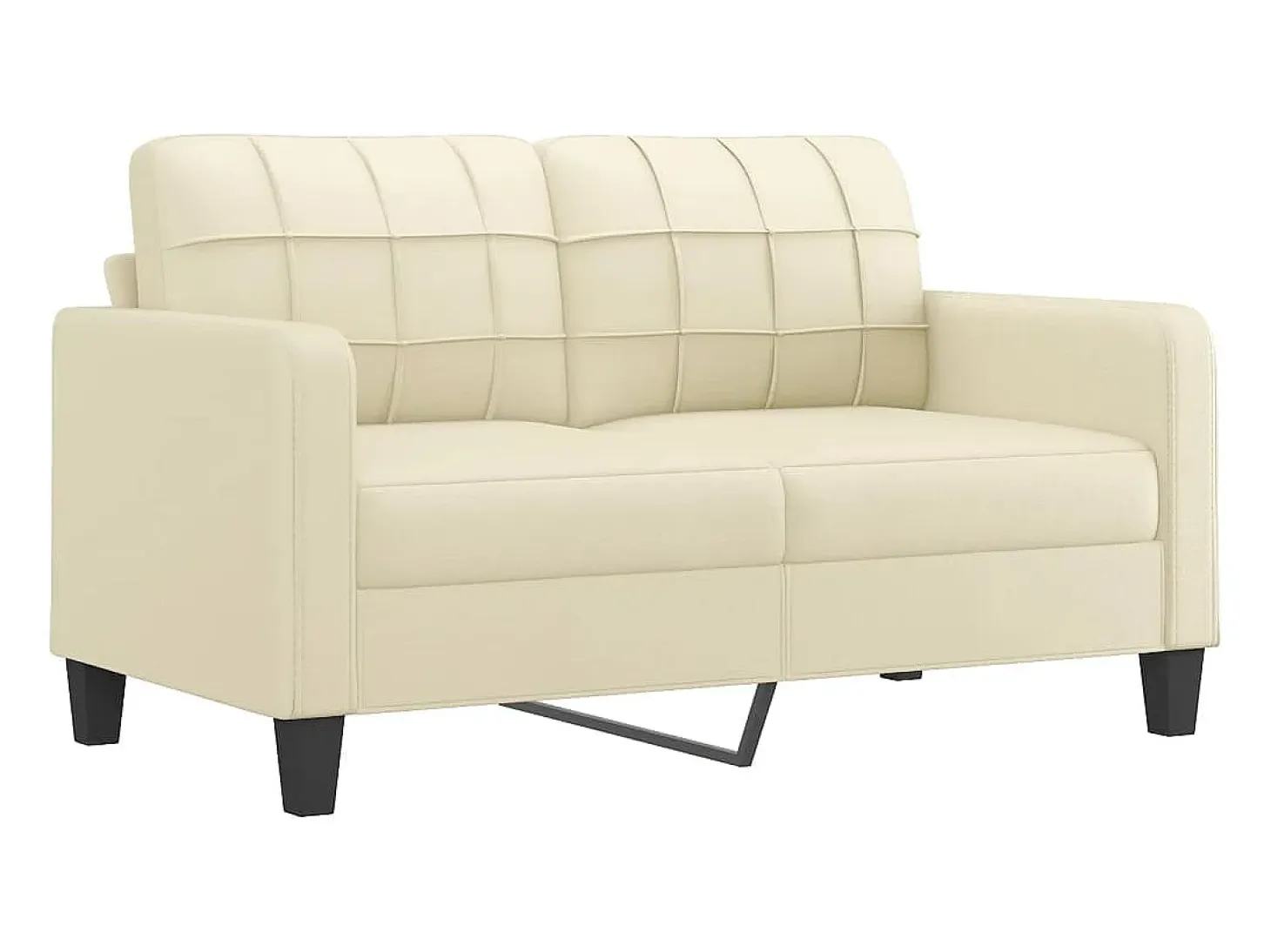 Sofá de 2 plazas de cuero sintético color crema 140 cm