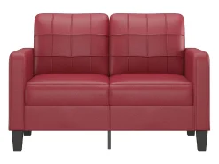 Sofá de 2 plazas de cuero sintético rojo vino 120 cm