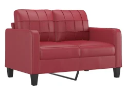 Sofá de 2 plazas de cuero sintético rojo vino 120 cm