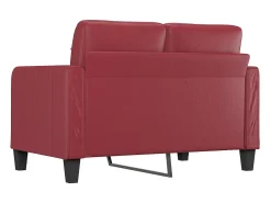 Sofá de 2 plazas de cuero sintético rojo vino 120 cm