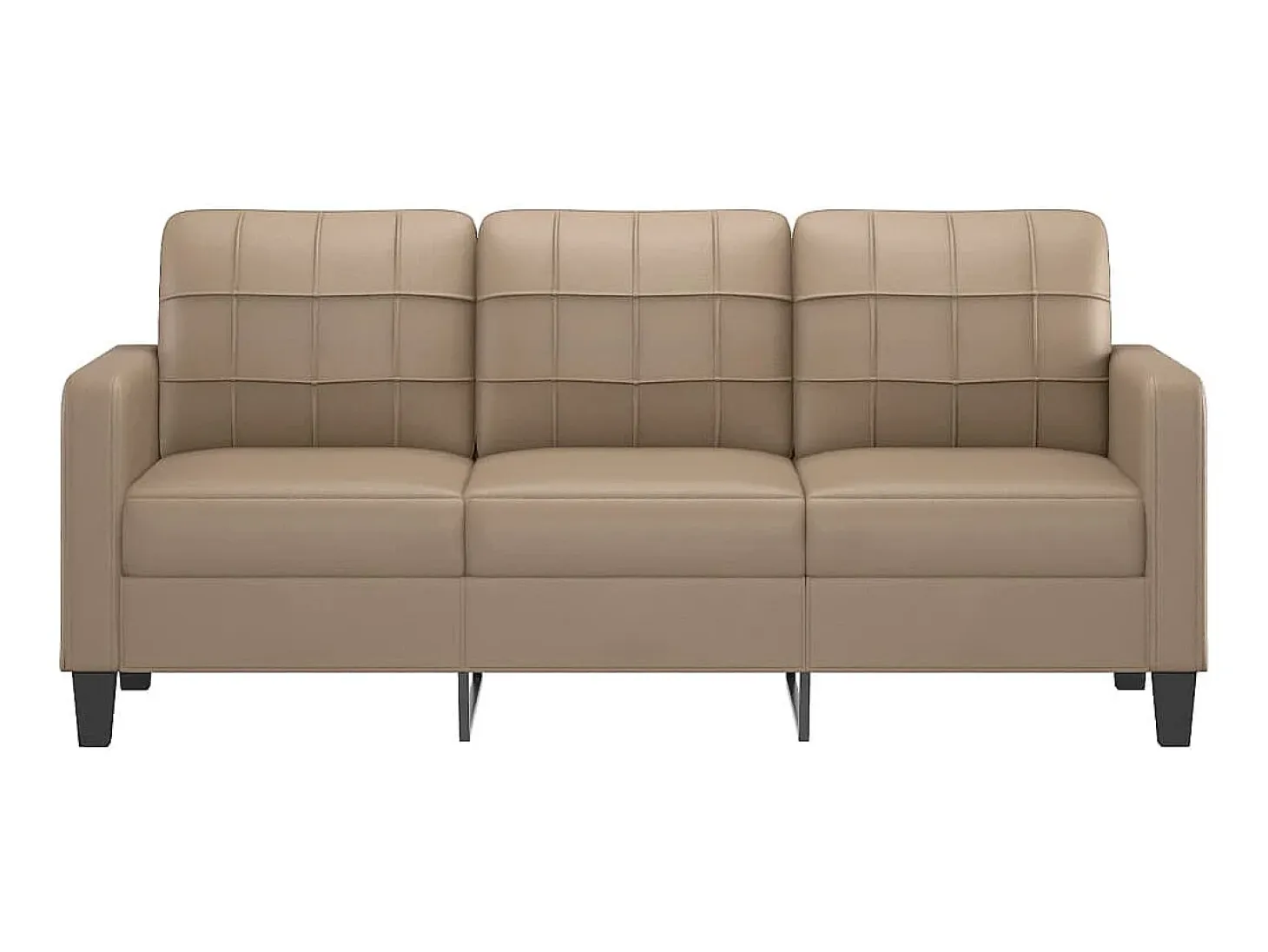 Sofá de 3 plazas de cuero sintético color capuchino 180 cm ES83457