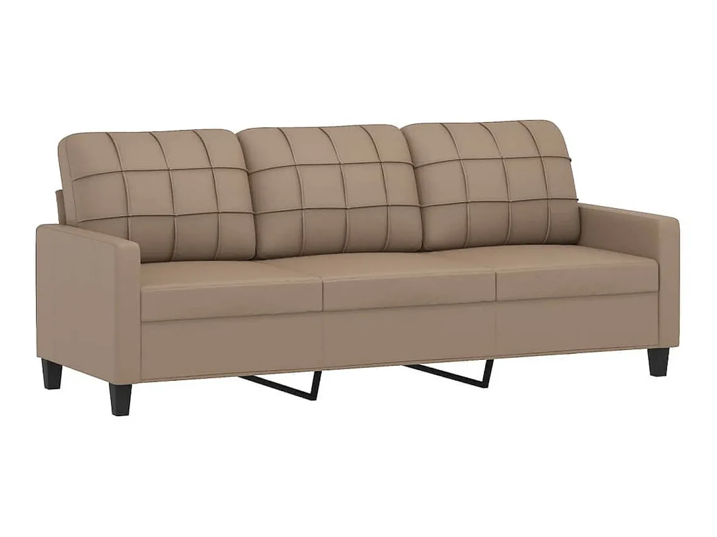 Sofá de 3 plazas de cuero sintético color capuchino 180 cm ES83457