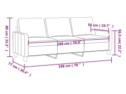 Sofá de 3 plazas de cuero sintético color capuchino 180 cm