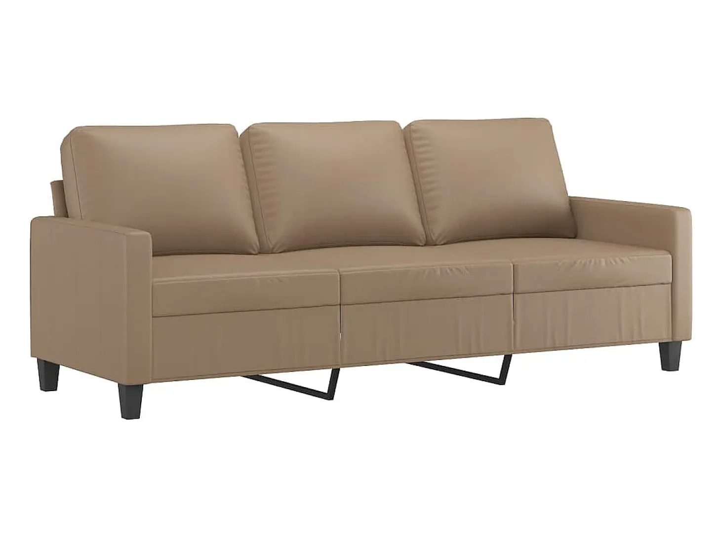 Sofá de 3 plazas de cuero sintético color capuchino 180 cm