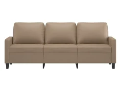 Sofá de 3 plazas de cuero sintético color capuchino 180 cm
