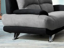 Sofá de 3 plazas de microfibra bicolor gris y negro MUSKO