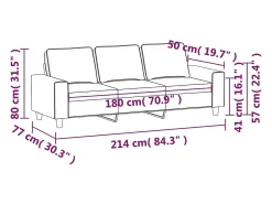 Sofá de 3 plazas de tela amarillo claro 180 cm