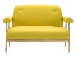 Sofá de 2 plazas de tela amarillo