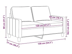 Sofá de 2 plazas de tela amarillo claro 120 cm
