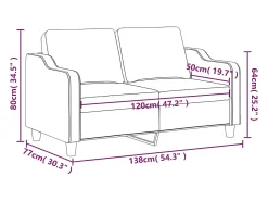 Sofá de 2 plazas de tela amarillo claro 120 cm