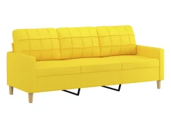 Sofá de 3 plazas de tela amarillo claro 180 cm
