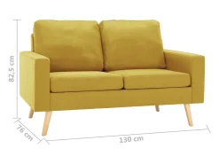 Sofá de 2 plazas de tela amarillo