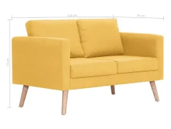 Sofá de 2 plazas de tela amarillo