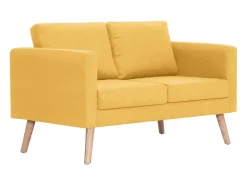 Sofá de 2 plazas de tela amarillo