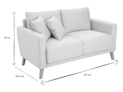 Sofá de 2 plazas de tela beige y madera clara MUNIK