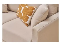 Sofá de 2 plazas de tela beige y madera clara MUNIK