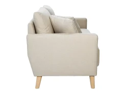 Sofá de 2 plazas de tela beige y madera clara MUNIK