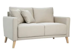 Sofá de 2 plazas de tela beige y madera clara MUNIK