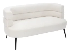 Sofá de 2 plazas de tela con acabado bouclé de color blanco CAMEDO