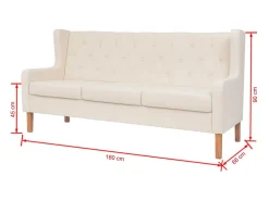 Sofá de 3 plazas de tela color blanco crema