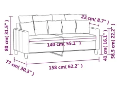 Sofá de 2 plazas de tela color crema 140 cm