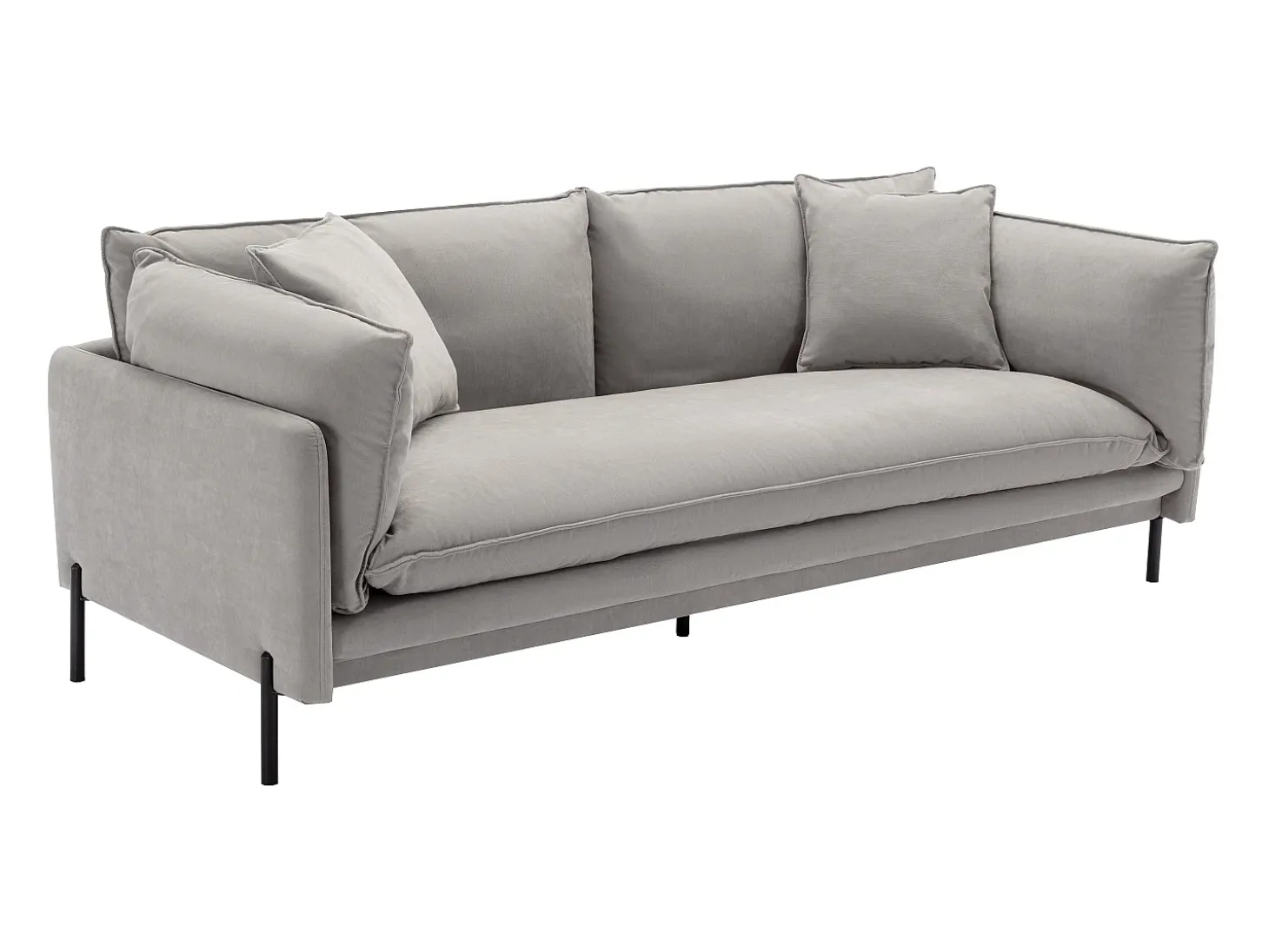 Sofá de 3 plazas de tela color gris. Asiento de plumas. CORFINO