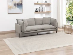 Sofá de 3 plazas de tela color gris. Asiento de plumas. CORFINO